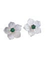 thumb Copper With  Shell Cute Flower Stud Earrings 3