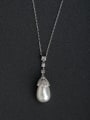 thumb Micro inlay Zircon Elegant imitation pearl  925 Silver Necklaces 0