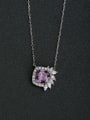 thumb Quadrate mosaic drill Zircon crystal 925 silver necklaces 0