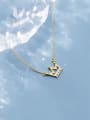 thumb 925 Sterling Silver With  Cubic Zirconia  Simplistic Crown Necklaces 4