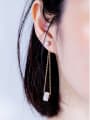 thumb Stainless Steel With Rose Gold Plated Simplistic Round Threader Earrings 1