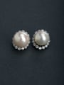 thumb Micro inlay Zircon flower Imitation pearls 925 silver Stud earrings 0
