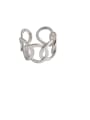 thumb 925 Sterling Silver With Platinum Plated Simplistic Hollow Geometric Midi Rings 0