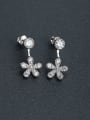 thumb Elegant Micro inlay Zircon Flower 925 silver Stud earrings 0