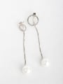 thumb Simple round Imitation pearls Copper inlaid platinum Drop Earrings 0