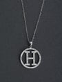 thumb Micro inlay Simple letters H & round  925 Silver Necklaces 0
