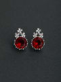 thumb Micro inlay Zircon gorgeous red Semi-precious stones 925 silver Stud earrings 0