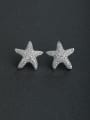 thumb Micro inlay Zircon star lmitation pearls 925 silver Stud earrings 0