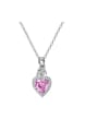 thumb Copper with Cubic Zirconia  pink Heart Necklace 0