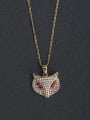 thumb Lady fox pendant with Rhinestone crystal 925 silver necklace 0