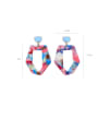 thumb Alloy With Acrylic  Exaggerated Colorful Geometric Chandelier Earrings 4
