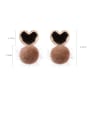 thumb Alloy With Rose Gold Plated Cute Heart  Plush ball Drop Earrings 3