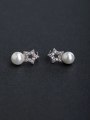 thumb Micro inlay Rhinestone sta Imitation pearls 925 silver Stud earrings 0