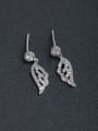 thumb Inlaid Full drill Leaf 925 silver Drop Earrings 0