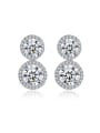 thumb Copper With Platinum Plated Delicate Round Cubic Zirconia Stud Earrings 0