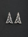 thumb Inlaid Rhinestone pagoda 925 silver Stud earrings 0