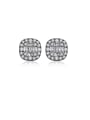 thumb Copper  With Antique Silver Plated Personality Geometric Stud Earrings 0