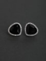 thumb BLACK  color semi-precious stones silver Stud earrings 0