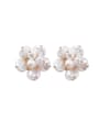 thumb Alloy With Gold Plated Fashion Flower  Imitation Pearl Stud Earrings 0
