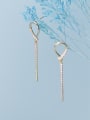 thumb 925 Sterling Silver With Gold Plated Simplistic Chain Threader Earrings 0