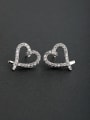 thumb Micro inlay Zircon Heart love 925 silver Drop Earrings 0