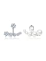 thumb Copper With Platinum Plated Trendy Irregular Cubic Zirconia Stud Earrings 0