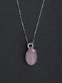 thumb Micro inlay Zircon Semi-precious stones Oval pink Silver Necklaces 0