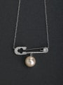 thumb Rhinestone insert Pin Imitation Pearl 925 Silver Necklace 0