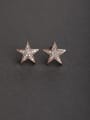 thumb Micro inlay Zircon star rose gold 925 silver Stud earrings 0