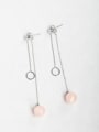 thumb Pink Ball Zircon Copper inlaid platinum Drop Earrings 0