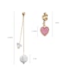 thumb Alloy With Rose Gold Plated Simplistic Asymmetry Heart Drop Earrings 2