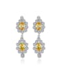 thumb Copper With Platinum Plated Luxury Flower Drop Earrings 0
