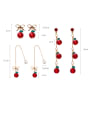 thumb Alloy With Rose Gold Plated Fashion Round  Cherry Bow Tassel Earrings 3