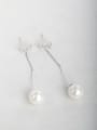 thumb Simple bow-knot Imitation pearls Copper inlaid platinum Drop Earrings 0