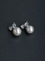 thumb Micro inlay Rhinestone Bowknot Imitation pearls 925 silver Stud earrings 0