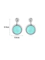 thumb 925 Sterling Silver With Turquoise Vintage Sliver Round Stud Earrings 3