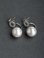 thumb Micro inlay Rhinestone  Imitation pearls 925 silver Stud earrings 0