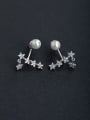 thumb Elegant Micro inlay Zircon Star Pearl  925 silver Stud earrings 0