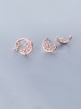 thumb 925 Sterling Silver With  Cubic Zirconia Simplistic Moon Stud Earrings 4