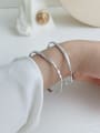 thumb 925 Sterling Silver With  Convex-Concave Simplistic  Round Free Size Bangles 2