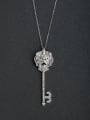 thumb Fashion Heart Key Cubic Zirconias 925 Silver Necklaces 0