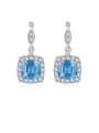 thumb 925 Sterling Silver With Platinum Plated Fashion Square Drop Earrings 0