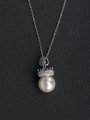 thumb Micro inlay Zircon Crown Imitation pearls 925 Silver Necklaces 0