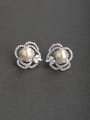thumb Bling bling Zircon Imitation pearls 925 silver Stud earrings 0