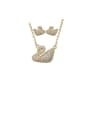 thumb Copper With Gold Plated Delicate Swan  Earrings And Necklaces 2 Piece Jewelry Set 0