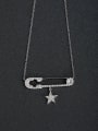 thumb Rhinestone insert Pin Five-pointed star 925 Silver Necklace 0