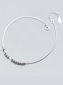 thumb 925 Sterling Silver With Platinum Plated Simplistic Ball Anklets 0