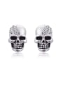 thumb Stainless Steel With Cubic Zirconia Punk Skull Stud Earrings 0