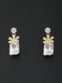 thumb Model No NY41288-001 A Gold Plated Stylish Zircon Drop drop Earring Of Flower 0