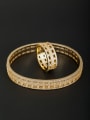 thumb White Zircon Round Gold Plated 2 Pieces Set 0